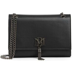 Badgley Mischka Black Leather Chain Crossbody Bag Tassel Accent Purse‎ Cocktail